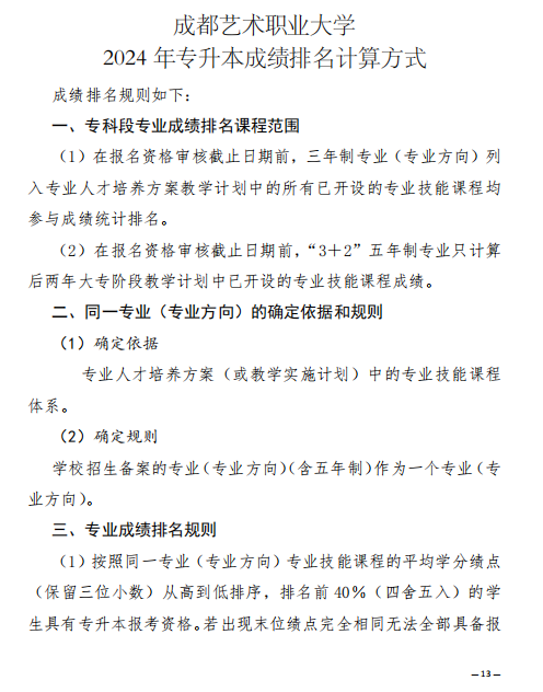 四川成都艺术职业大学2024年专升本成绩排名计算方式(图2)