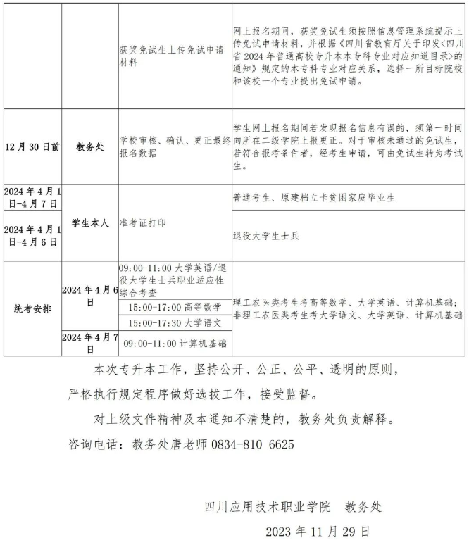 2024年四川应用技术职业学院专升本报名通知(图4)